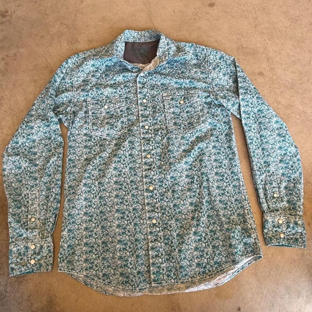 Wrangler Men's Green and Blue Shirt